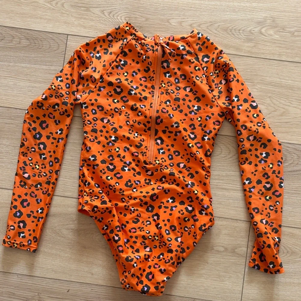 Cat & Jack Orange Leopard Print Rashguard - Picture 3 of 3